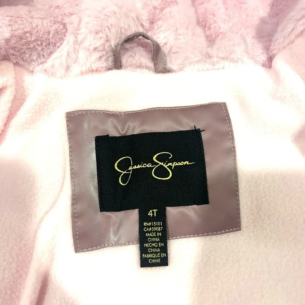 NWT Jessica Simpson Girls Mauve Puffer Jacket Coat w/ Coin Purse Belt Sz. 4T New - Picture 6 of 10